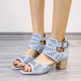 thumbnail image 1 of LSLJS Women's Summer New Large-size Hollowed-out Rhinestone Fish Mouth Chunky High-heeled Sandals, Platform Sandals, 1 of 6