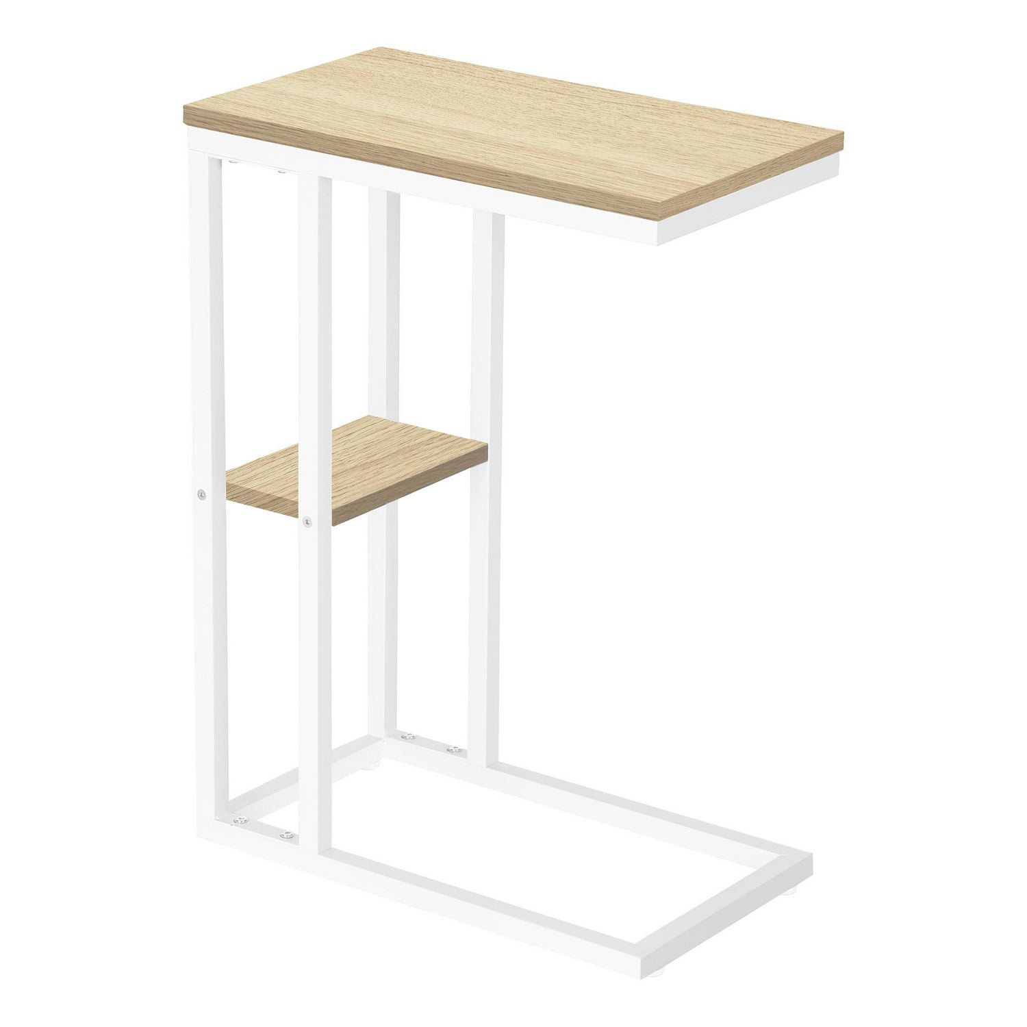 Monarch Specialties Table D'appoint, En Forme De C, Bout, Côté, Collation, Salon, Chambre À Coucher, Métal, Stratifié, Naturel, Blanc, Contemporain, Moderne