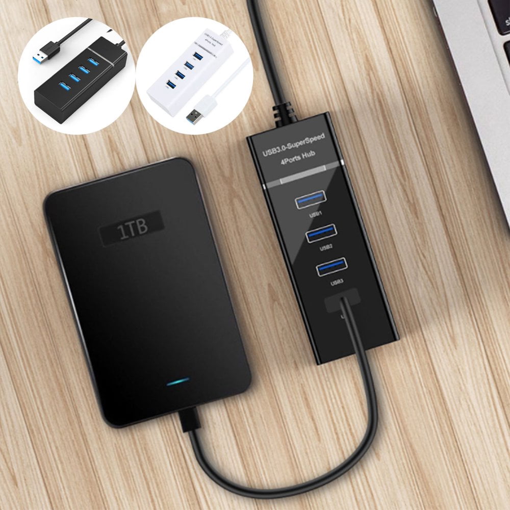 AMERTEER USB 3.0 USB Data Hub with 4 USB Ports 5 Gbps Fast Charging USB Splitter HUB (1 USB 3.0 & 3 USB 2.0) Compact Multi-Port Adapter Docking Station for PC Laptops XPS Flash Drive