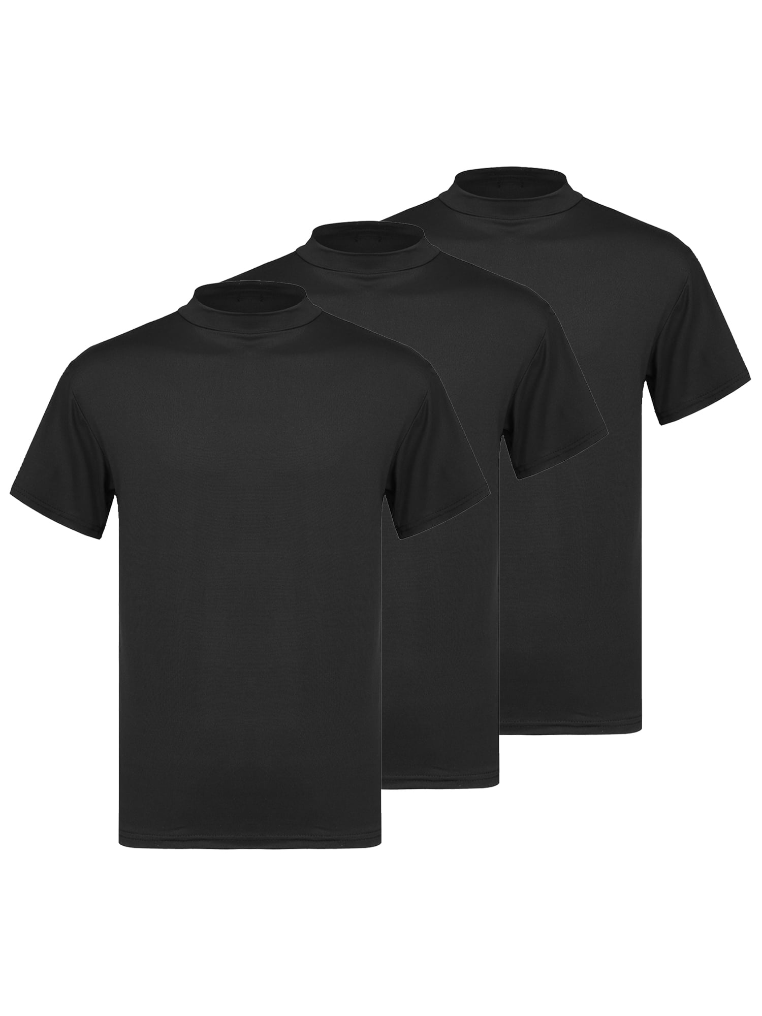 RUNQHUI T-Shirts Basiques à Manches Courtes pour Hommes Coupe Ajustée T-Shirts Décontractés Hauts Multipacks Tricot de Corps T-Shirt d'Entraînement Col Rond Noir m
