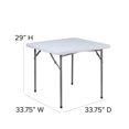 thumbnail image 2 of Table carrée pliante de 34 po en plastique blanc granite, 2 of 9