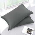 thumbnail image 2 of PiccoCasa Pure Cotton Pillowcases 2 Pcs Soft with Zipper Dark Gray Queen, 2 of 7