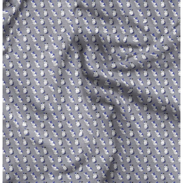 Soimoi Silk Fabric Cat Animal Print Fabric by Yard 42 Inch Wide