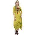 thumbnail image 1 of Bimba Robe Maxi à Drapé pour Femme Vert Olive Clair avec Foulard à Franges-8, 1 of 9