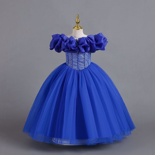 Robes Formelles pour Filles Robes à Épaules Dénudées Robes de Bal Robe en Tulle Robes d'Anniversaire pour Filles 4-5 Ans