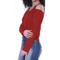 thumbnail image 4 of Moomaya Womens Cold Shoulder Short Top Solid Full Sleeves Summer Tee Tops, 4 of 6