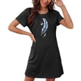 thumbnail image 4 of Mrat Pyjama en Coton pour Femmes Chemise de Nuit Courte Surdimensionnée pour Femmes Mode Imprimé sur la Poitrine Robe de Nuit à Manches Courtes P-86 Noir P, 4 of 7
