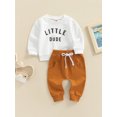 thumbnail image 3 of Faithtur Toddler Boy 2Pcs Fall Outfits, Long Sleeve Letter Print Pullover Tops + Pants Set, 3 of 9