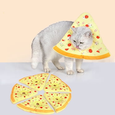 CBFFDC Collier Cône pour Animal de Compagnie pour Récupération Postchirurgicale Cordon de Serrage Ajustable Collier pour Animal de Compagnie Pizza Dessin Animé Mignon Design Tissu Doux Collier Postchirurgical
