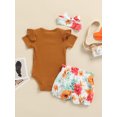 thumbnail image 4 of Honganda Ensemble 3 Pièces Bébé Filles Protège-Jambes Côtelé + Short + Bandeau, 4 of 8