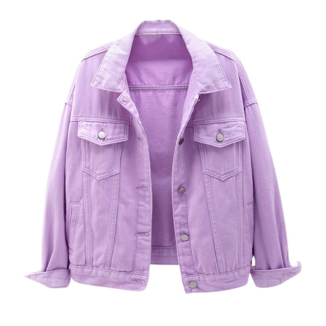 2025 Women's Casual Colorful Solid Ruffled Denim Jacket for Women Size Large Pocket Button Denim Jacket with Vest Denim Coat Women's Short Denim Jacket