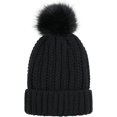 thumbnail image 2 of LinYooLi Bonnet Épais pour Femmes Hiver Épais Chaud Tricoté avec Pompon, 2 of 6