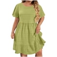 thumbnail image 2 of Weiqiqre Robes d'Été pour Femmes Décontractées Amples Mignonnes à Volants Manches Courtes Fluides Mini-Robe Robe d'Été, 2 of 8