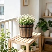 EGNMCR Home Decor, Room Decor, Wall Decor Wood Effect Plastic Flower Pot And Home Decor Planter And Gardening And Potted Plants Container Plastics plant pots