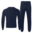 thumbnail image 4 of Kcodviy Male Casual Solid Two Suite Pants for Men Piece Suit O Neck Tuxedo 40R off Shoulder Sleeve Sweatshirt Suits for Men Drawstring Pocket Pants Set, 4 of 5