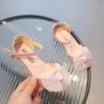 thumbnail image 4 of Girls Heels Princess Shoes Rhinestone Lace Bowknot Sparkling Closed Toe Heels Ankle Strap Pendant Dance Wedding Party Spring Summer Dress Pump Shoes Pink, 4 of 5