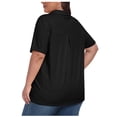 thumbnail image 4 of Timegard Hauts pour Femmes Grande Taille Col à Revers Col en V Manches Courtes T-Shirts Basiques Confortables Hauts Décontractés Amples, 4 of 8