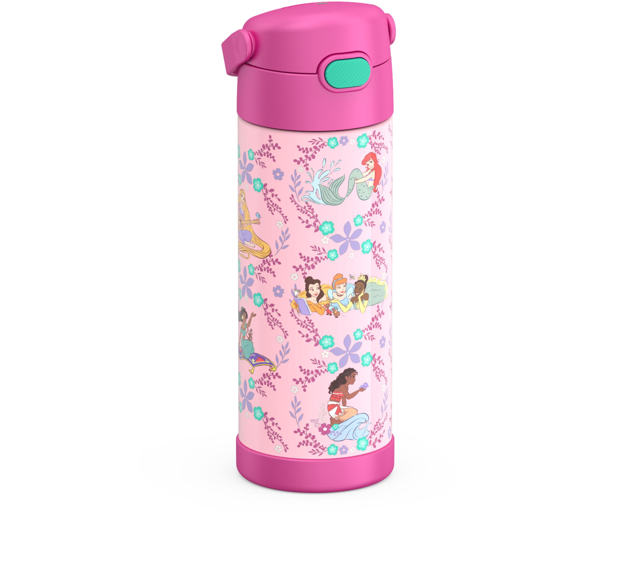 Bouteille isotherme Thermos Kids Funtainer en acier inoxydable de 470 ml avec bouchon à bec verseur, Princesse