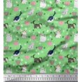 thumbnail image 1 of Soimoi Poly Georgette Fabric Heart,Footprint & Cat Animal Decor Fabric Printed Yard 52 Inch Wide, 1 of 3