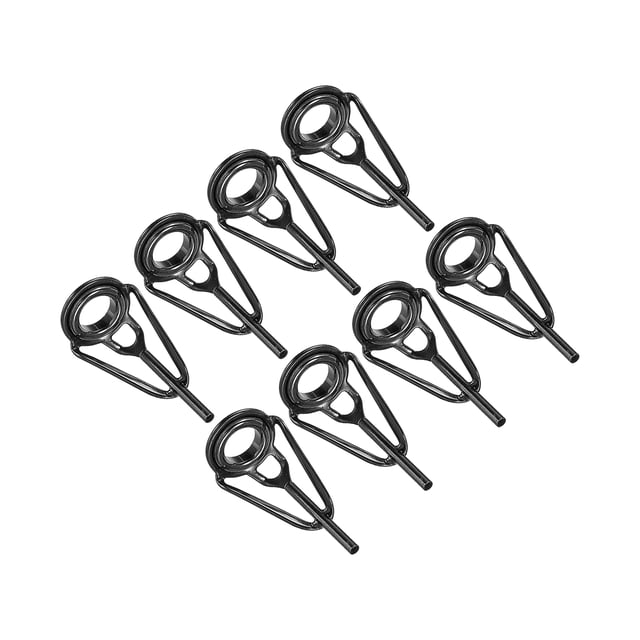 Unique Bargains Kit de Réparation d'Embout de Canne à Pêche en Acier Inoxydable 1,2 mm, Guide d'Anneau de Perche, Remplacement, Noir, Lot de 8