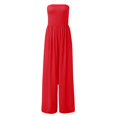 thumbnail image 4 of Pxiakgy Combinaisons pour Femmes Mode Été Décontractée Jambes Larges Smockées Combinaison Sans Manches Col Tube Combinaison une Pièce Rouge + L, 4 of 6