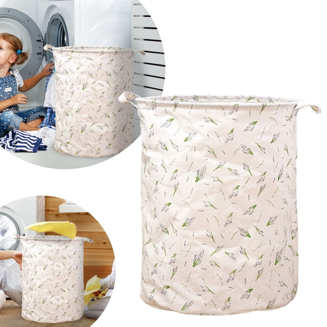 BKER Patterned Linen Laundry Hamper Without Lid Large Open Top Dirty Stylish And Breathable Fabric For Bedroom Or Bathroom Easy And Durable Design