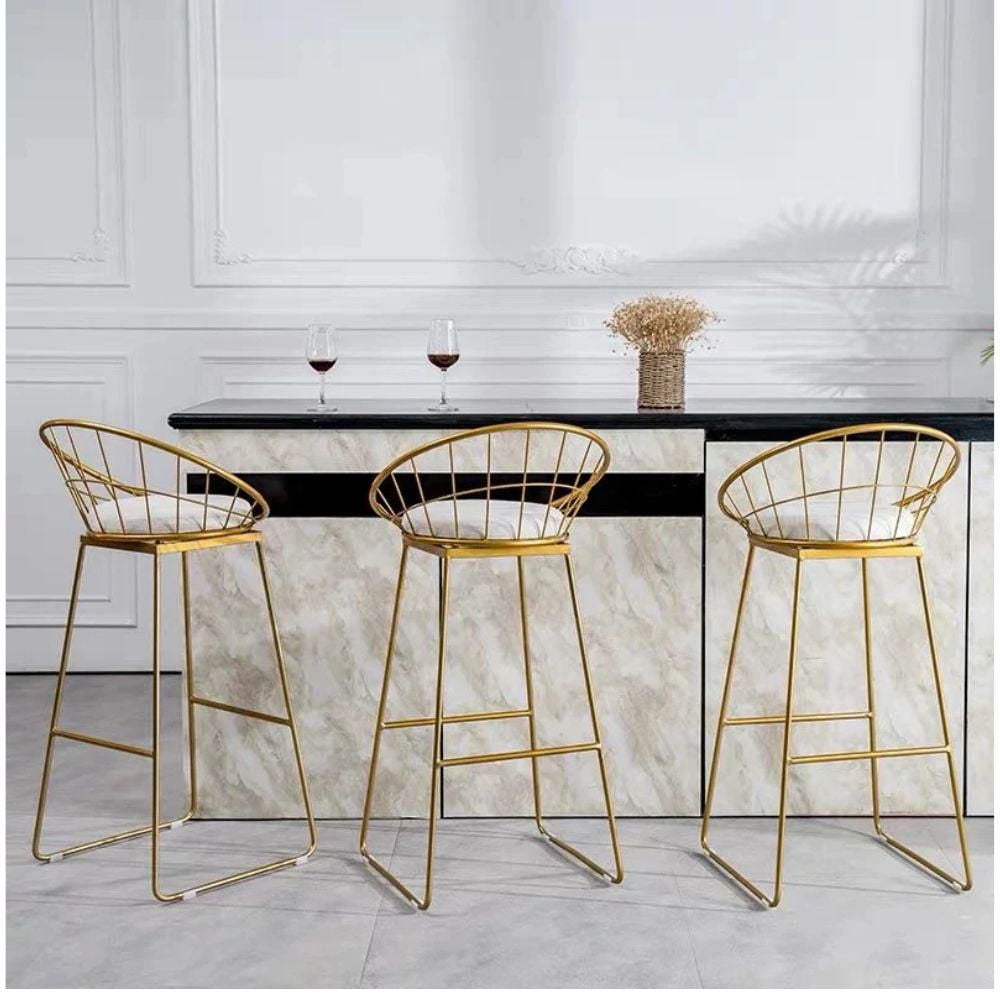 Tabouret romain (26" H x 19,5" L x 21,5" P) en or blanc ENSEMBLE DE 2