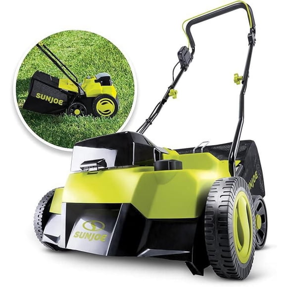 Sun Joe 24V-X2-DTS15 24-Volt* Cordless Scarifier + Dethatcher | 5-Depth Positions | 14-inch | Brushless Motor | with 2 x 4.0-Ah Batteries + Charger