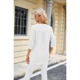 thumbnail image 4 of RKSTN Tops for Women Trendy Spring Summer Solid Color Lace V-neck Short Sleeve T-shirt Temperament Loose Plus Size Tops, 4 of 4