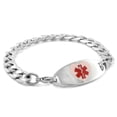 thumbnail image 1 of MedicEngraved Bracelet à Maillons Gourmette 9 mm en Acier Inoxydable 316L Chirurgical avec Étiquette Médicale en Émail - Gravure Médicale Incluse, 1 of 1