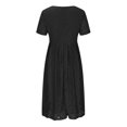 thumbnail image 4 of Gspmoly Robe pour Femme, Robe à Col en V de Printemps/été pour Femme, Mode Décontractée Unie en Dentelle à Manches Courtes, Robe de Cocktail jusqu'à 60 % de Rabais, 4 of 6