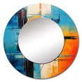 thumbnail image 2 of Designart "Blue Orange Mid-Century modern Reflections I" Collages Abstraits Miroir Rond pour Décoration Murale - Grand Miroir Rond Imprimé - Miroir Rond Mid-Century 29 Pouces x 29 Pouces Pouces, 2 of 5