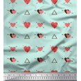 thumbnail image 1 of Soimoi Green Poly Georgette Fabric Triangle & Arrow Heart Printed Fabric 1 Yard 52 Inch Wide, 1 of 5