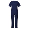 thumbnail image 1 of Penkiiy Women's Short Sleeve V-Neck Scrub Set, Navy, L, 1 of 7