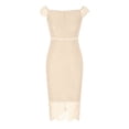 thumbnail image 4 of Robes pour Femmes 2024 Été Oversize Couleur Col en V Manches Courtes Épaules Dénudées Dentelle Ajourée Robe Rabais de 50 % Liquidation!, 4 of 7