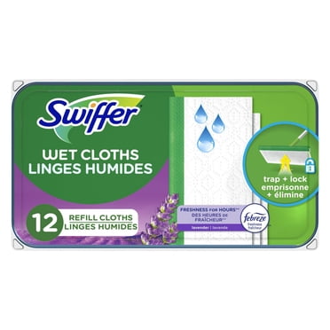 Swiffer Sweep + Mop, Wet Pads Refill, Floor Cleaner, Cleaning Cloths, Lavender, 12 Count