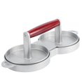 thumbnail image 4 of Haofy With Wood Handle Round Shape High Hardness Burger Press, Patty Maker, 2 Grids For Restaurant Silver Home Kitchen Accessory, 4 of 8
