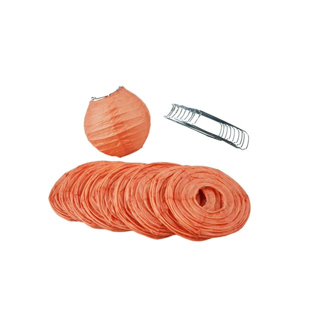 Quasimoon PaperLanternStore Decorative Paper Lantern - (10-Pack, 4-Inch, Peach Orange, Even Ribbing) Round Paper Lanterns - Ideal Wedding and Party Decor or Home Accent, Lighting Optional