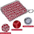 thumbnail image 2 of 2 Pack Cast Iron Scrubber 316 Stainless Steel with Silicone Insert Durable Flexible Chain Cleaner Cleaner for All Types of Griddles Pots Skillet Grills Kitchen Cookware BBQ Tools & Ovens (Red*2), 2 of 7