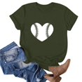 thumbnail image 1 of Meichang T-Shirts Cœur d'Amour Baseball Femmes T-Shirts Graphiques Cœur Baseball Manches Courtes Col Rond Hauts Décontractés Coupe Ample Été Jour de Match Blouses Vert Armée P, 1 of 3
