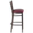 thumbnail image 2 of HERCULES Series Clear Coated Ladder Back Metal Restaurant Barstool - Burgundy Vinyl Seat, 2 of 6