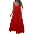 thumbnail image 1 of AherBiu Robes d'Été pour Femmes Sans Manches à Col en V Plongeant, Robes Maxi Fluides, Plage Bohème, Vacances, Longue Robe, 1 of 7