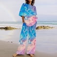 thumbnail image 5 of Hauts à Manches Courtes pour Femmes Costume d'Été Mode Short Imprimé Pantalons Colorés Costume Décontracté Deux Pièces Hauts à Manches Courtes pour Femmes Hauts d'Été pour Femmes avec Manches, 5 of 5