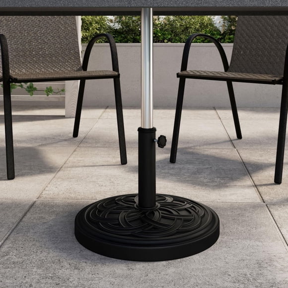 Socle de parasol de patio rond en résine avec revêtement en poudre 11,7 kg HOMETRENDS, noir