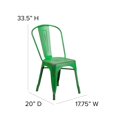 thumbnail image 4 of Bowery Hill Metal Curved Slat Back Dining Side Chair in Distressed Green, 4 of 7