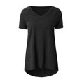 thumbnail image 3 of Fridja Femmes Mode Grande Taille Imprimer V Cou Manches Courtes T-shirt Blouse, 3 of 5