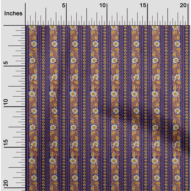 oneOone Viscose Jersey Fabric Leaves & Floral Block Print Fabric BTY 60 Inch Wide