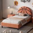thumbnail image 3 of Noble House Lit Plateforme Simple Rembourré au Design de Basketball Style Sport pour Garçons et Filles, Ados, Orange, 3 of 8