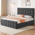 thumbnail image 3 of Bed Frame with 4 Storage Drawers and Adjustable Headboard, Upholstered Mattress Foundation with Skin-Frienly Linen, No Box Spring Neede, 3 of 9