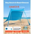 thumbnail image 4 of VEVOR Beach Tent Sun Shelter, UPF50+ Sun Protection, 6.6 ft Tall, 7.5x7.5 ft, Easy Pop Up Beach Canopy with Sandbags, Stability Poles, Sand Shovels, Portable Shade for Family Outings, Camping, Fishing, 4 of 9